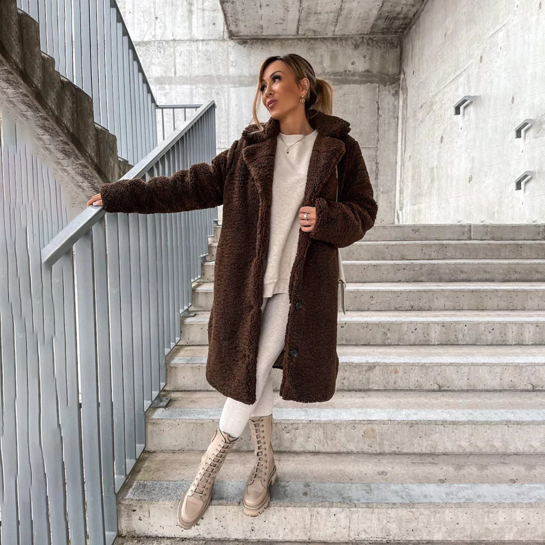 Langer Plüschmantel Damen Warm Fleece Oversized