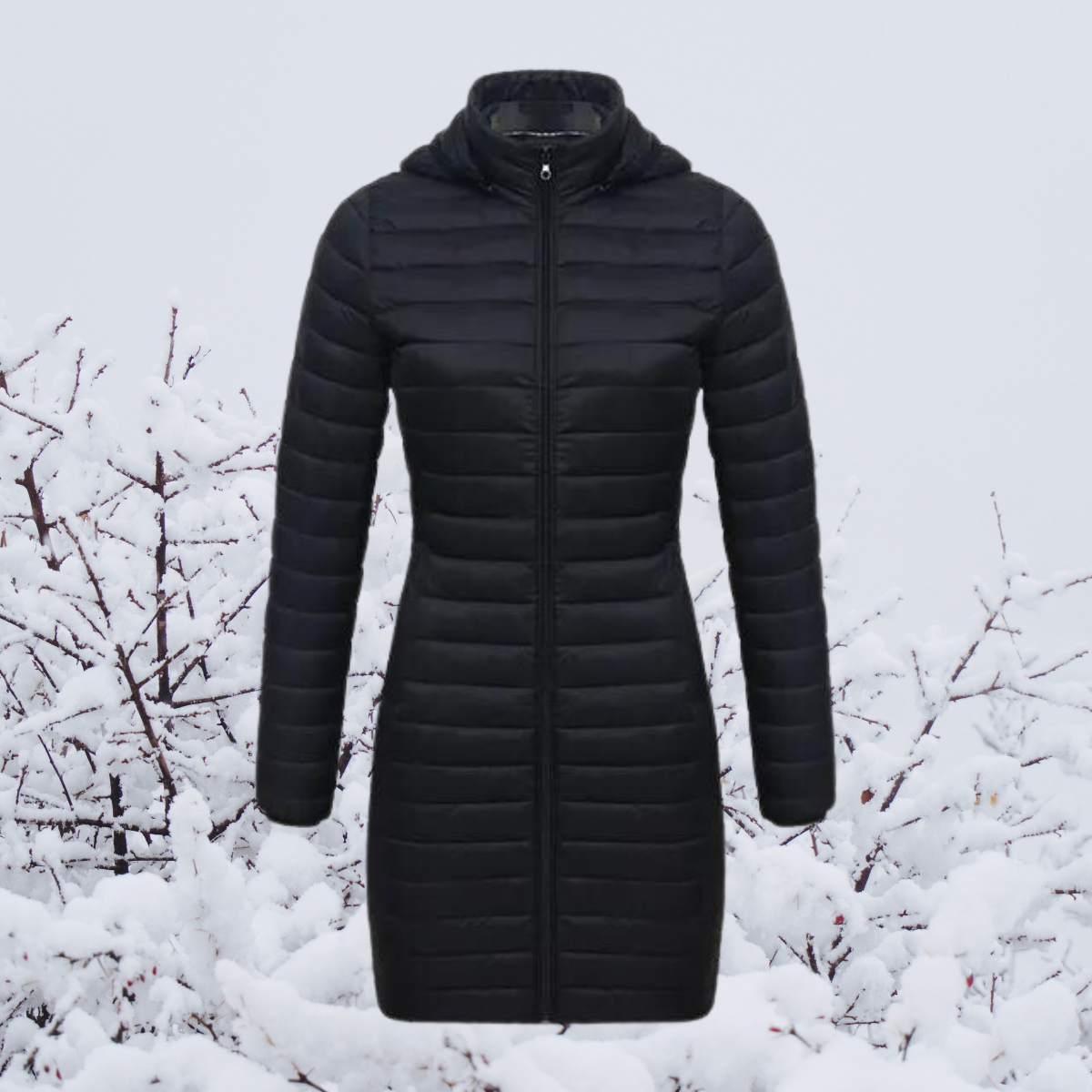 Damen Winterjacke Lang Warm Gepolstert Kapuze