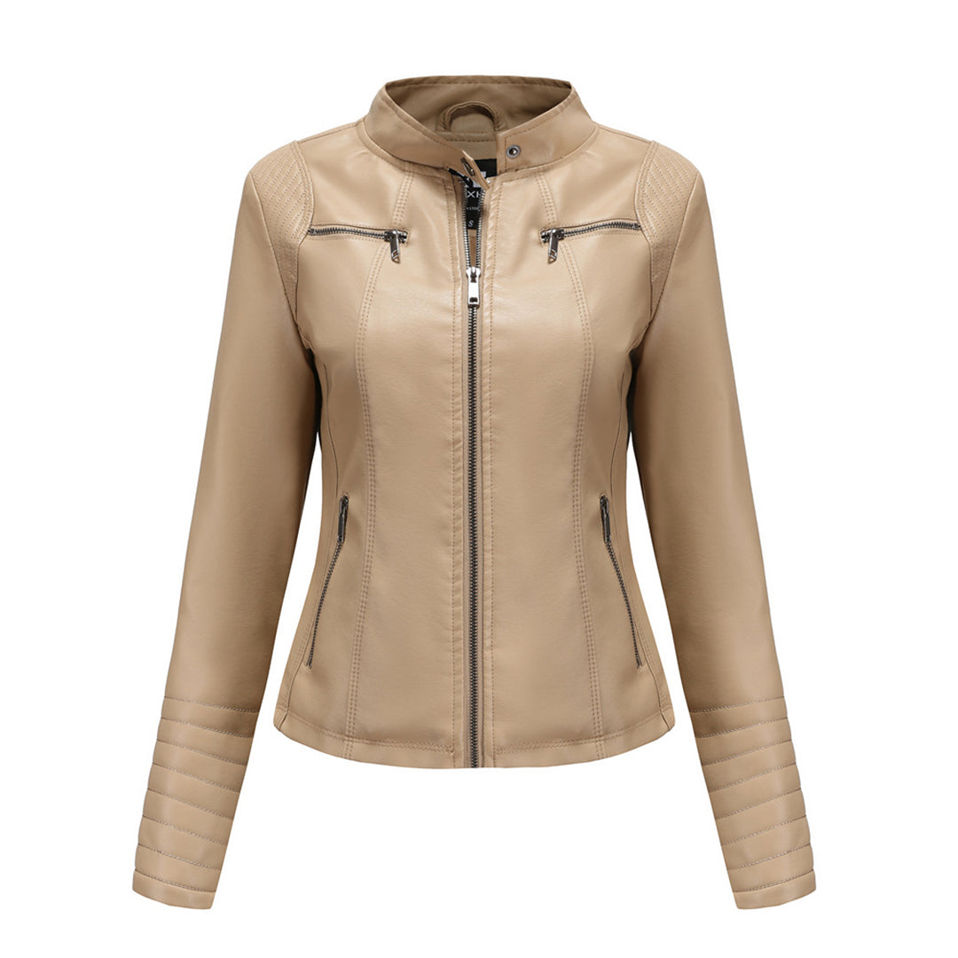 Herbstliche Lederjacke Damen Trendy Design