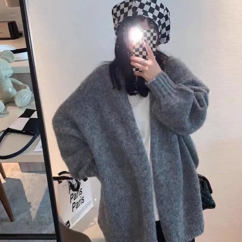Große Strickcardigan Offen Vorne Weich
