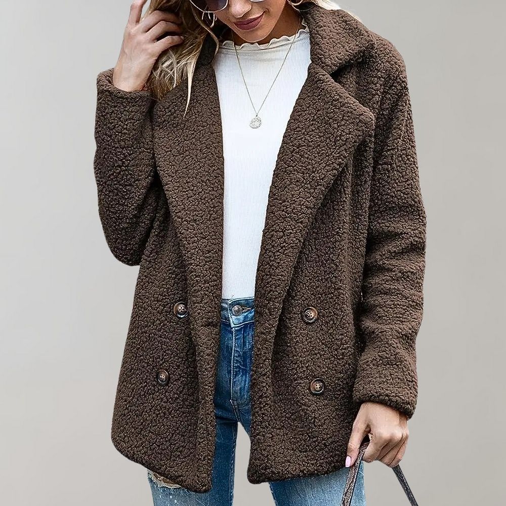 Damen Oversized Teddyjacke Warm & Bequem