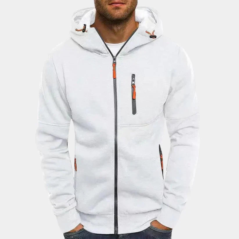 Slim Fit Hoodie mit Reißverschluss und Seitentaschen