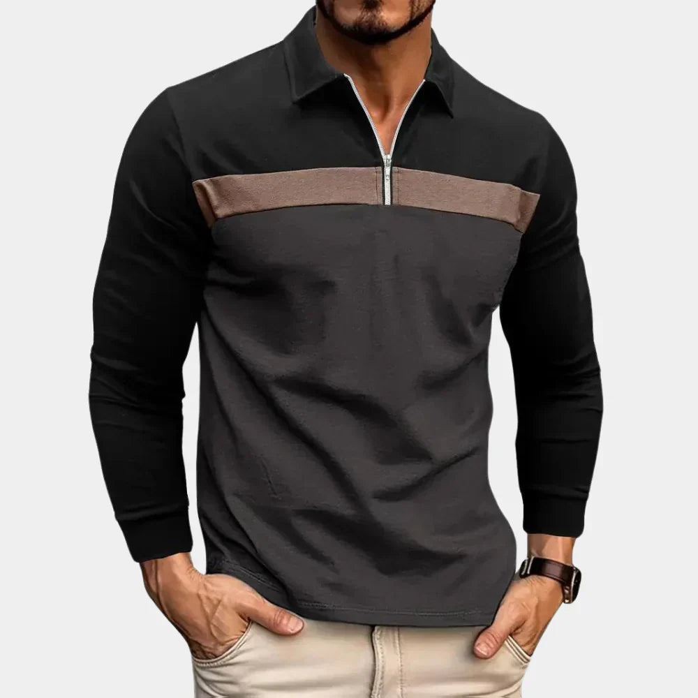 Herren Langarm Poloshirt Elegant Slimfit