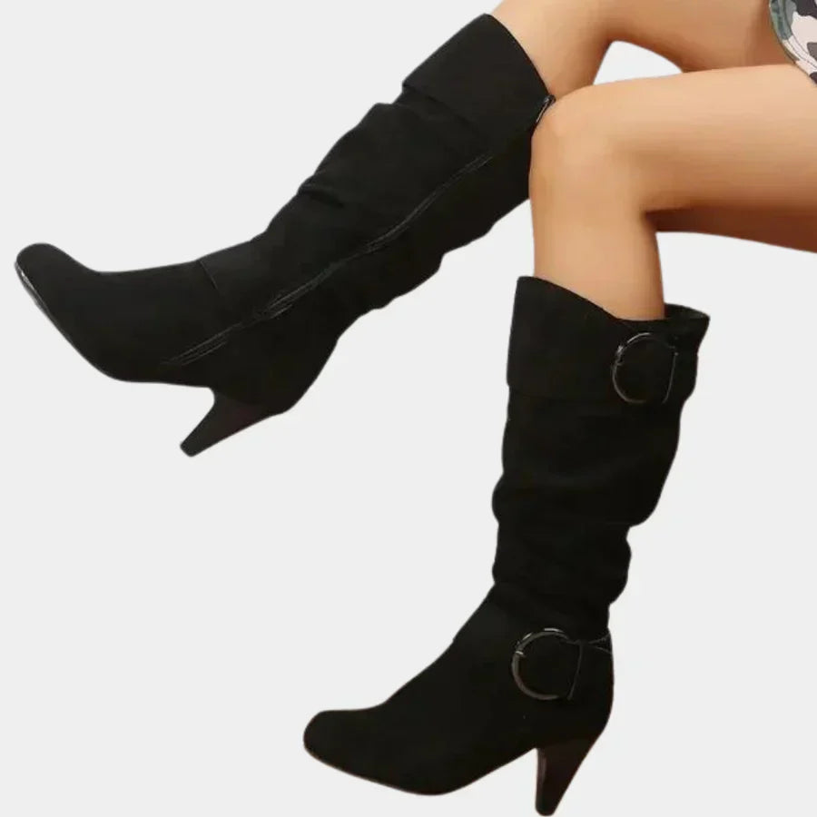 Stylische Frauenstiefel Kniehoch Leder - IdealeKleiden