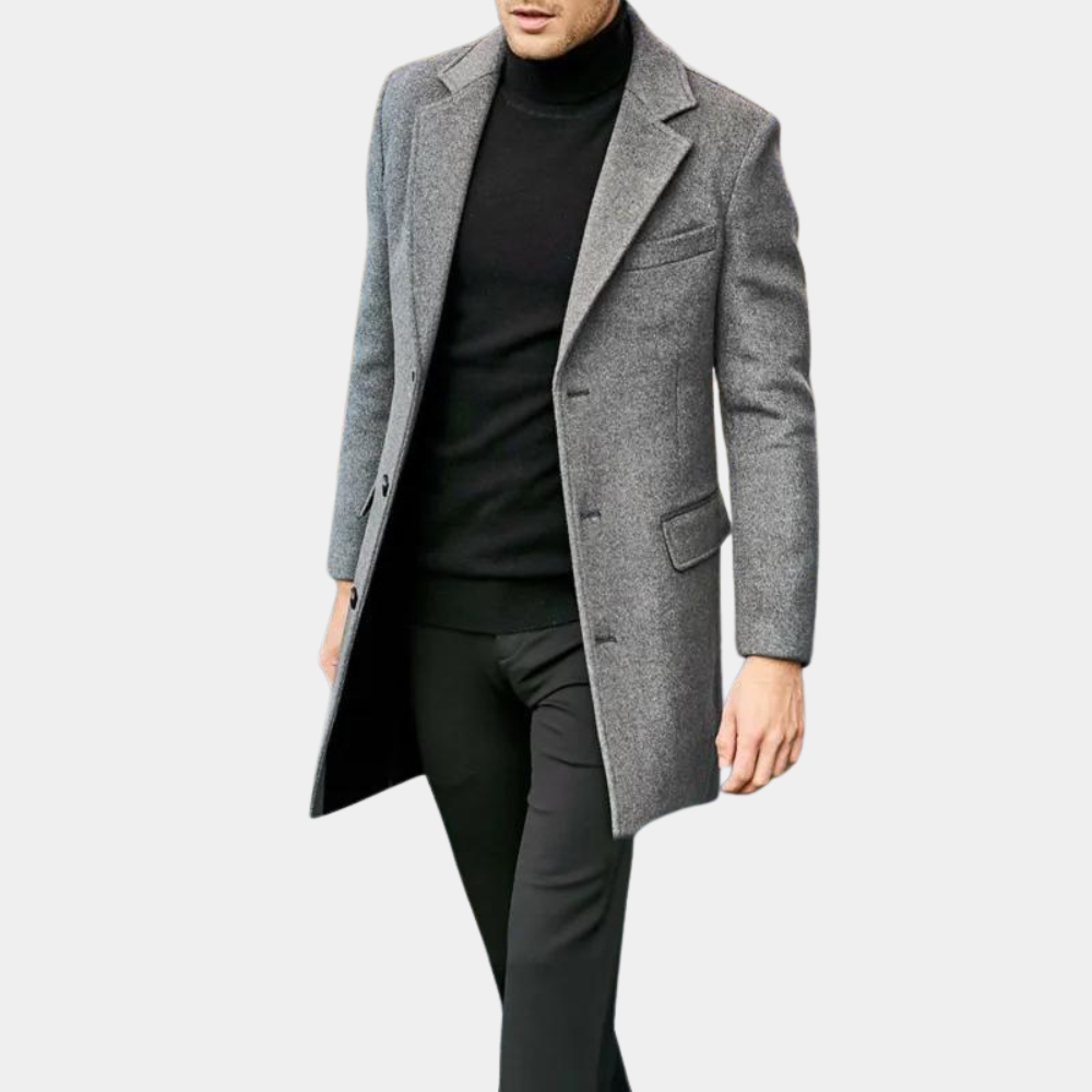 Eleganter Herrenmantel Lang Moderner Stil