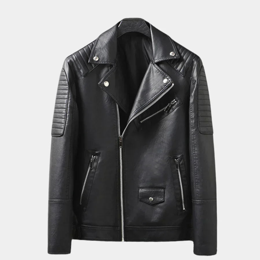Leder-Bikerjacke Herren Modern Reißverschluss