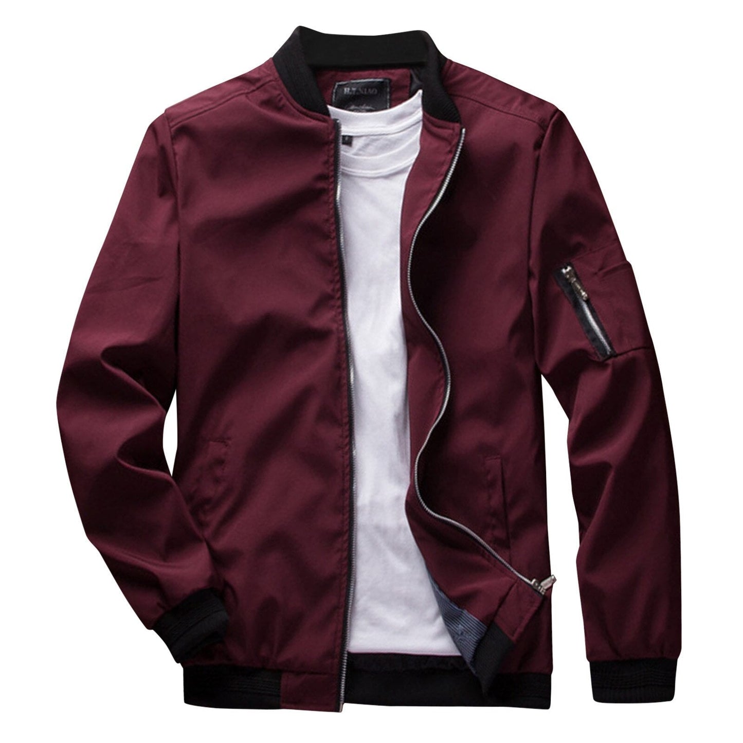 Herren Bomberjacke Modern Rippbesatz Ärmeltasche