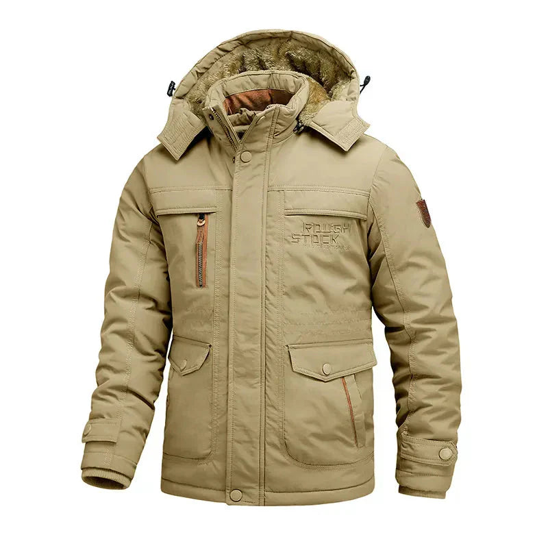 Winterjacke Warm Gefüttert Winddicht Mit Kapuze