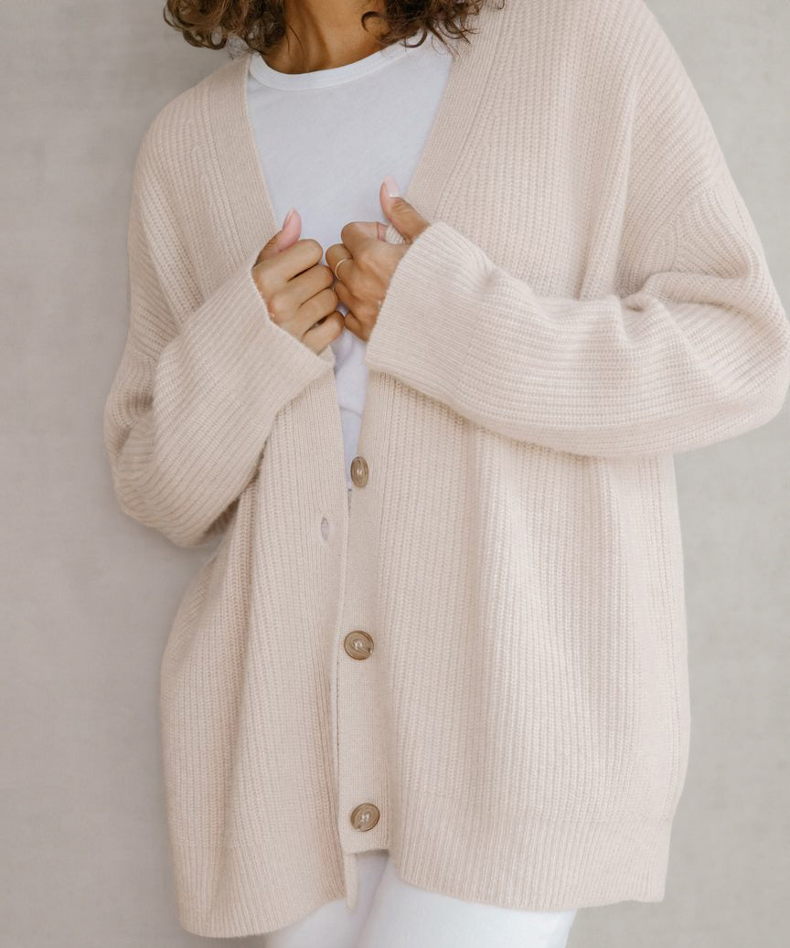 Damen Strickcardigan Elegant V-Ausschnitt Knöpfe