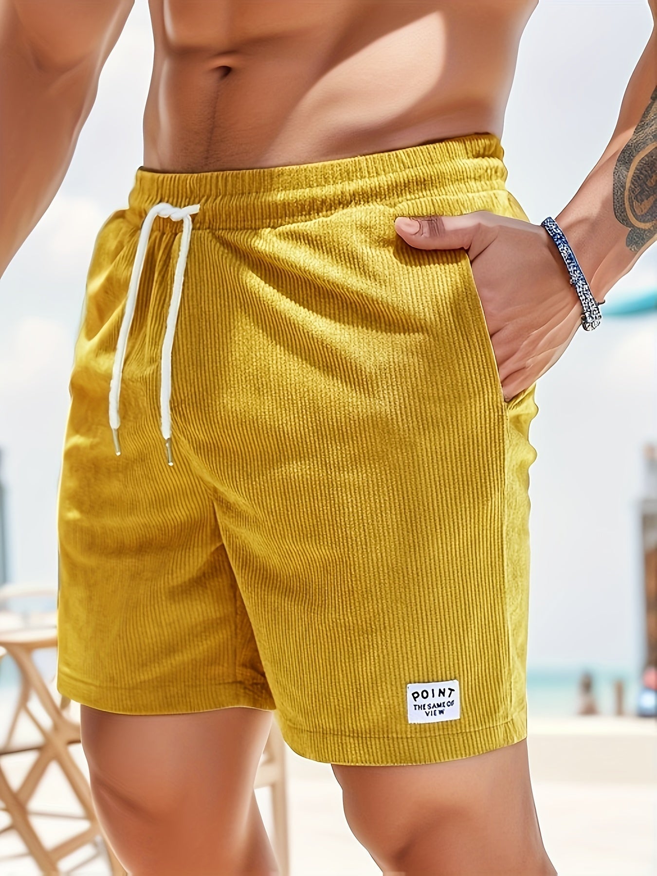 Elastische Herren-Shorts Sommer Cord mit Kordelzug