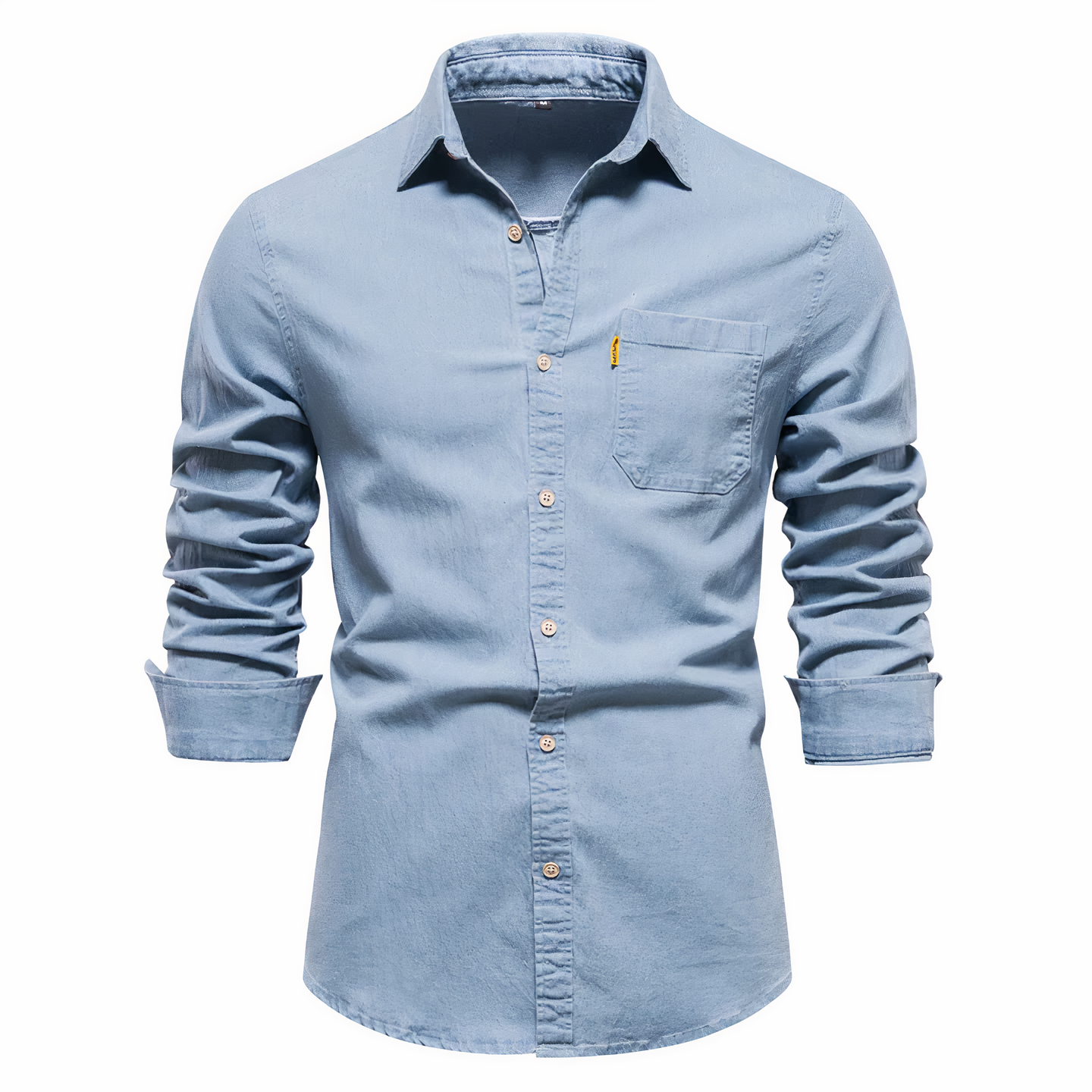 Herren Hemd Slim Fit Langarm Blau Denim
