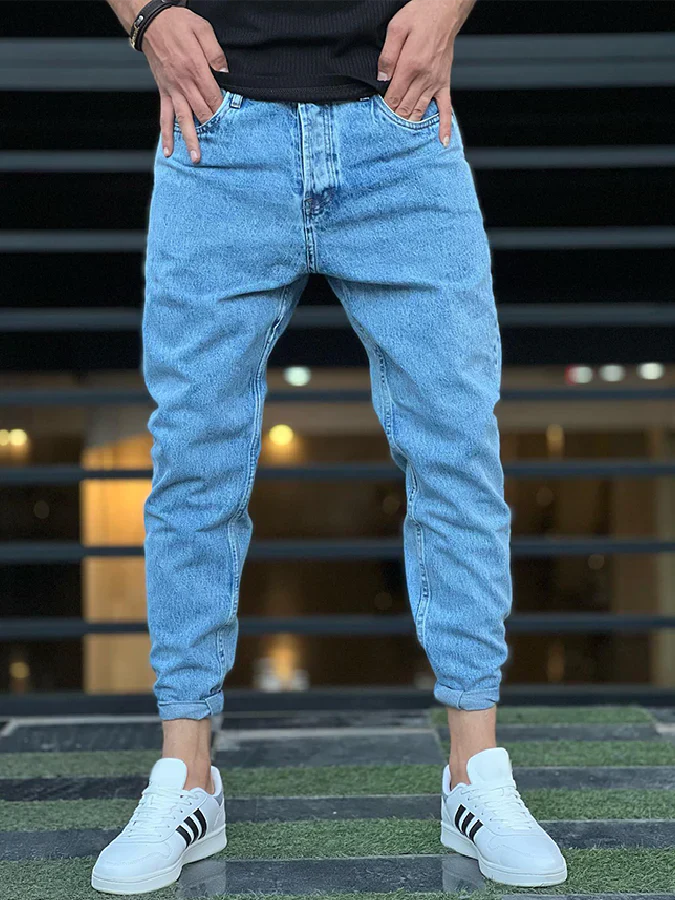 Bequeme Herren Jogger Jeans Hellblau - IdealeKleiden