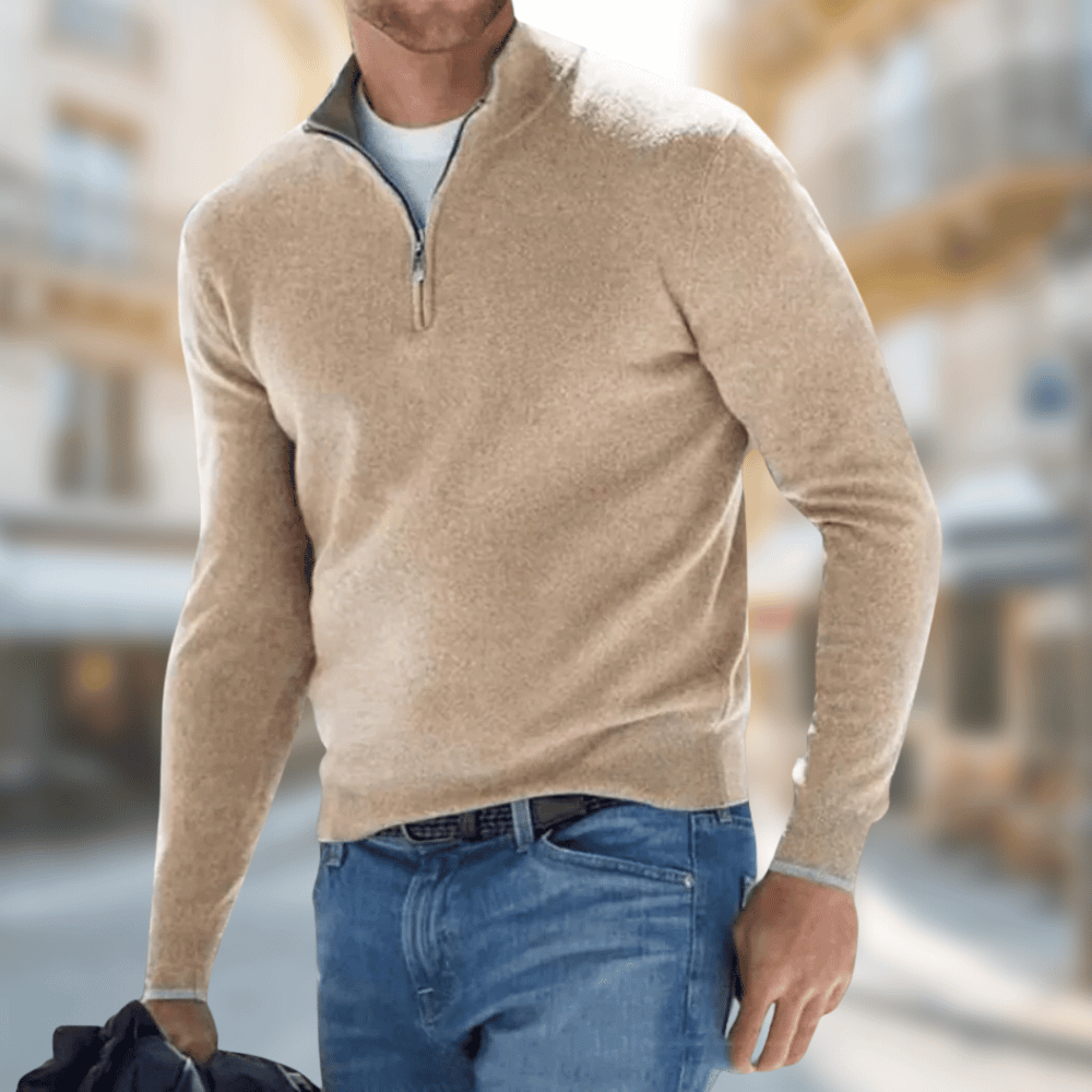 Herren Pullover Reißverschluss Kragen Sportlich