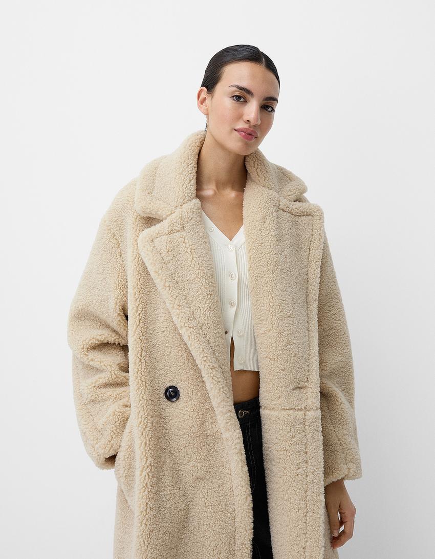 Eleganter Kunstpelz Mantel Damen Übergröße - IdealeKleiden
