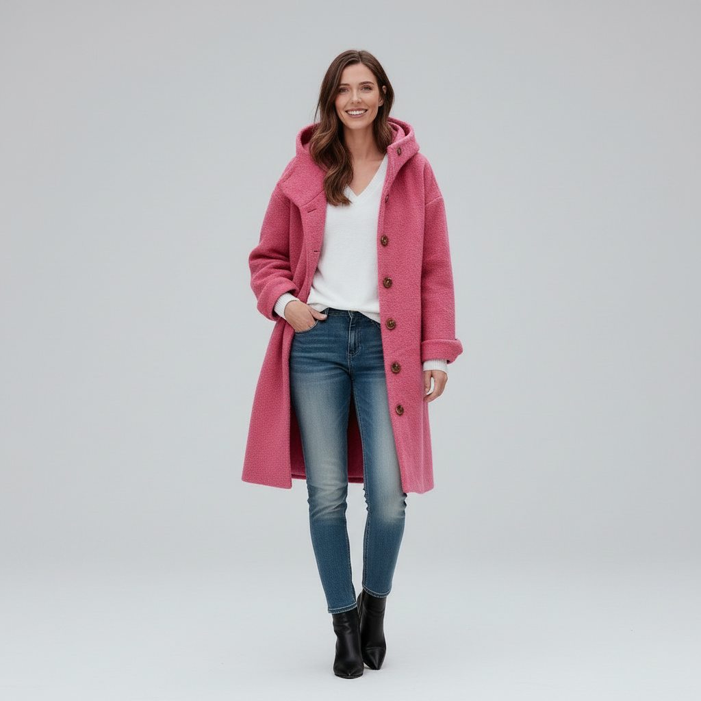 Damen Fleece Mantel Soft Hoodie