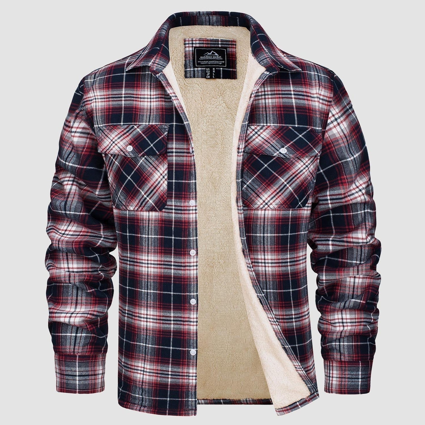 Herren Flanelljacke Kariert Warm Fleece Winterjacke
