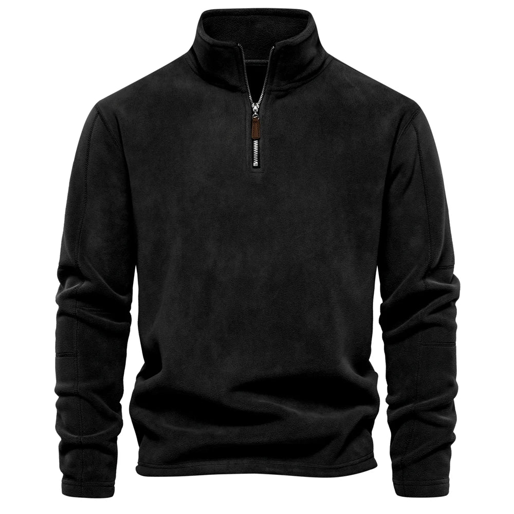 Herren Fleece Pullover Warm Kurzreißverschluss