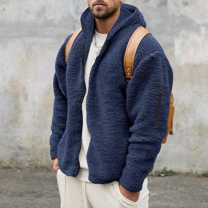 Warme Herren Fleecejacke mit Kapuze
