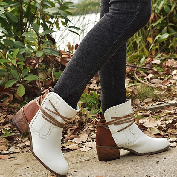 Retro Stiefeletten Runde Spitze