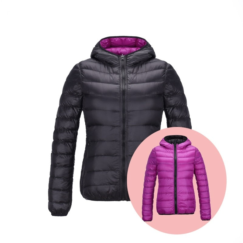 Modische Damen Daunenjacke Reversibel
