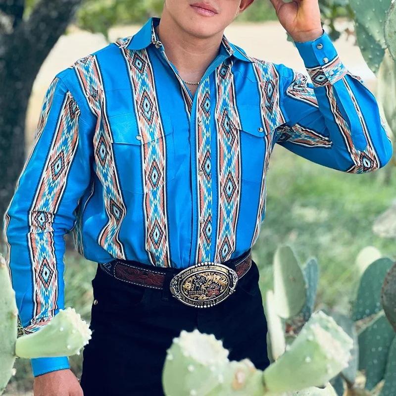 Herren Hemd Western Stil Langarm