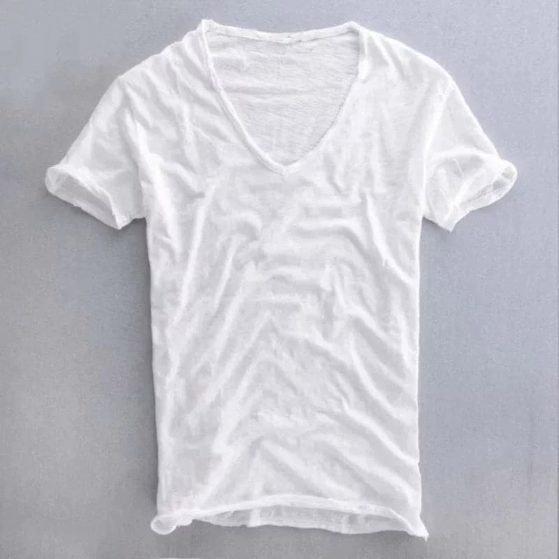 Herren T-Shirt V-Ausschnitt Leicht Baumwolle