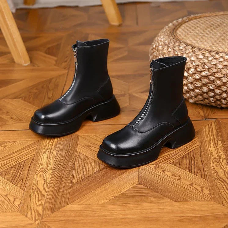 Echte Lederstiefel Winter Mode Frauen