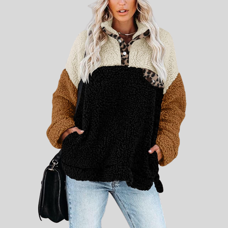 Weiche Fleecejacke Sherpa Pullover Lockere Passform