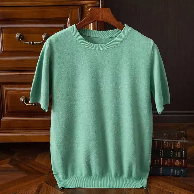 Kaschmir T-Shirt Kurzarm Herren Stricktop