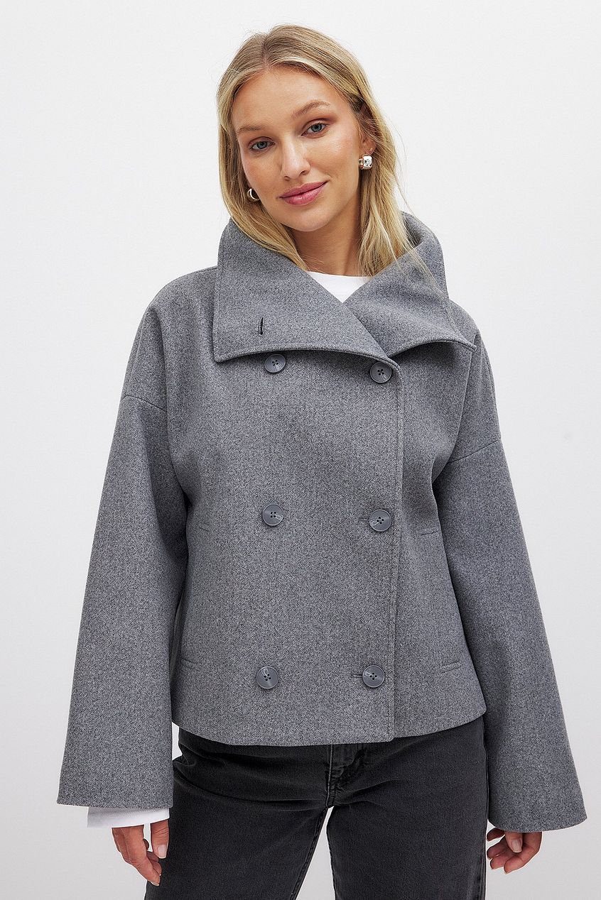 Damen Winterjacke Oversized Kurz Modisch Reverskragen