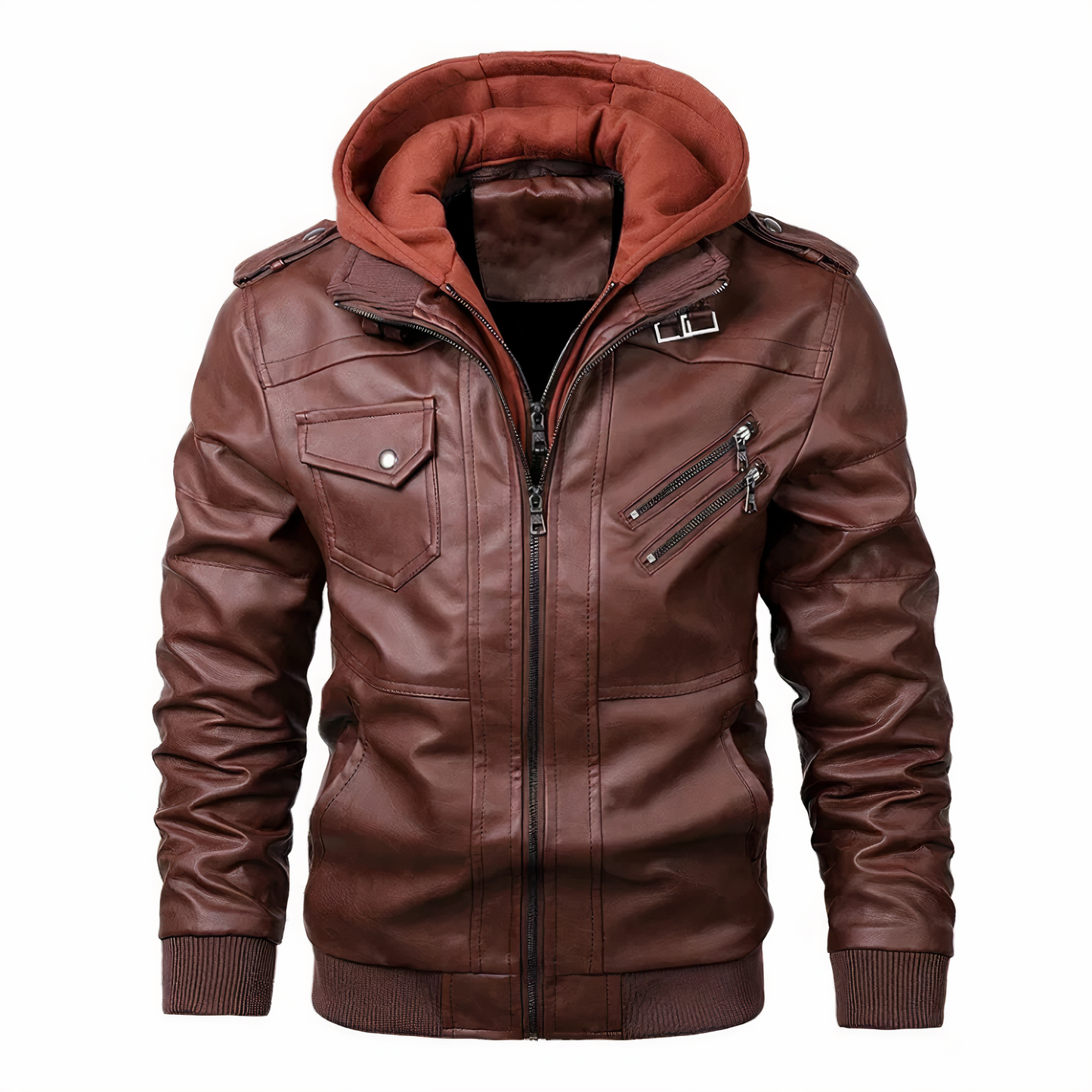 Leder Bikerjacke Slim Fit für Männer