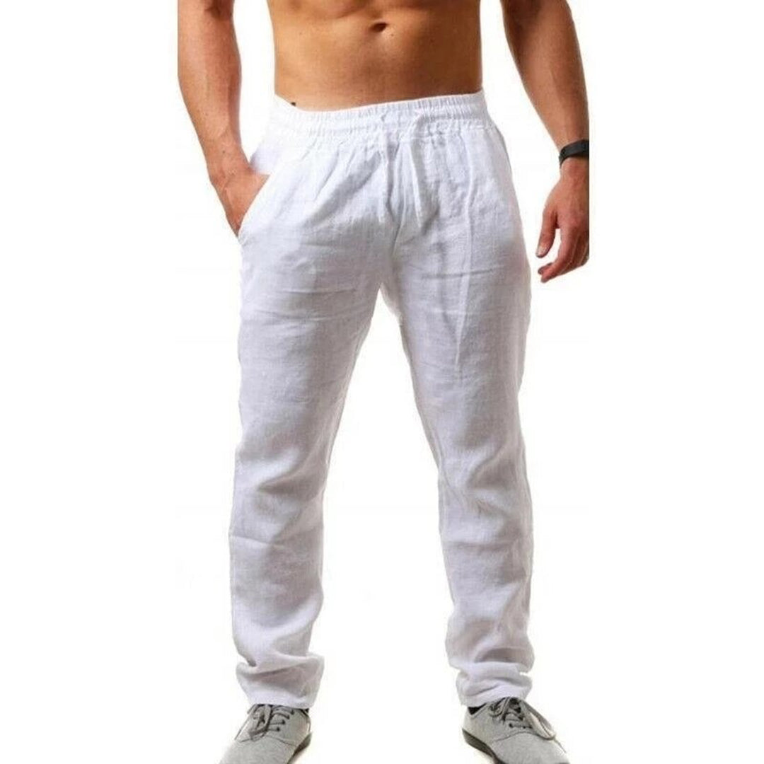 Herren Leinenhose Bequem Gerades Bein Sommer