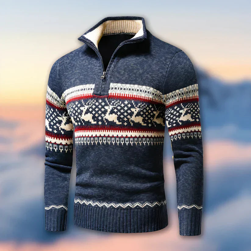 Herren Strickpullover Nordisch Gemustert