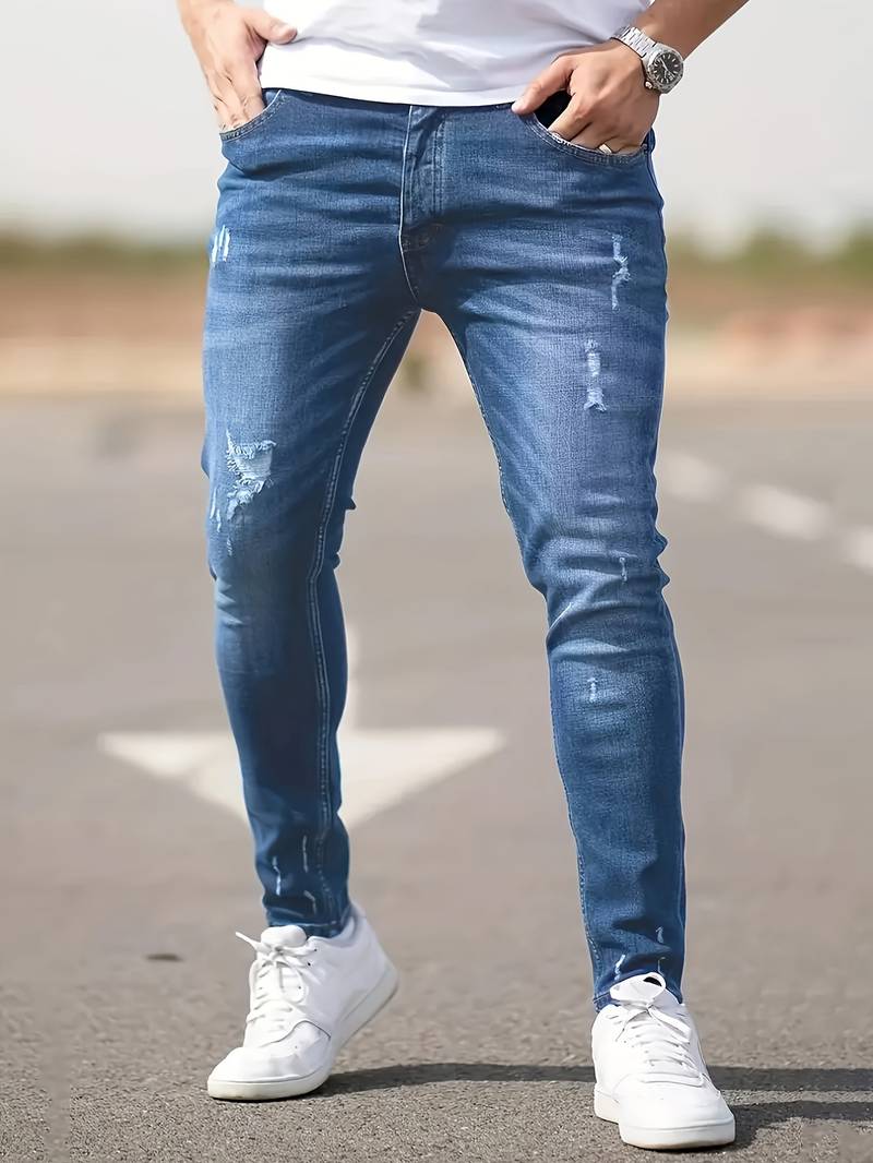 Rippen-Jeans Herren Trendy Destroyed-Style