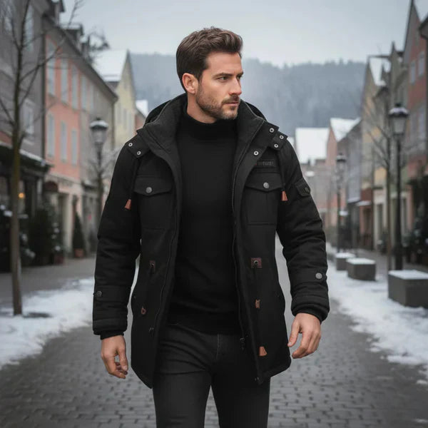 Herren Winterjacke Militärstyle Fleece Kapuze