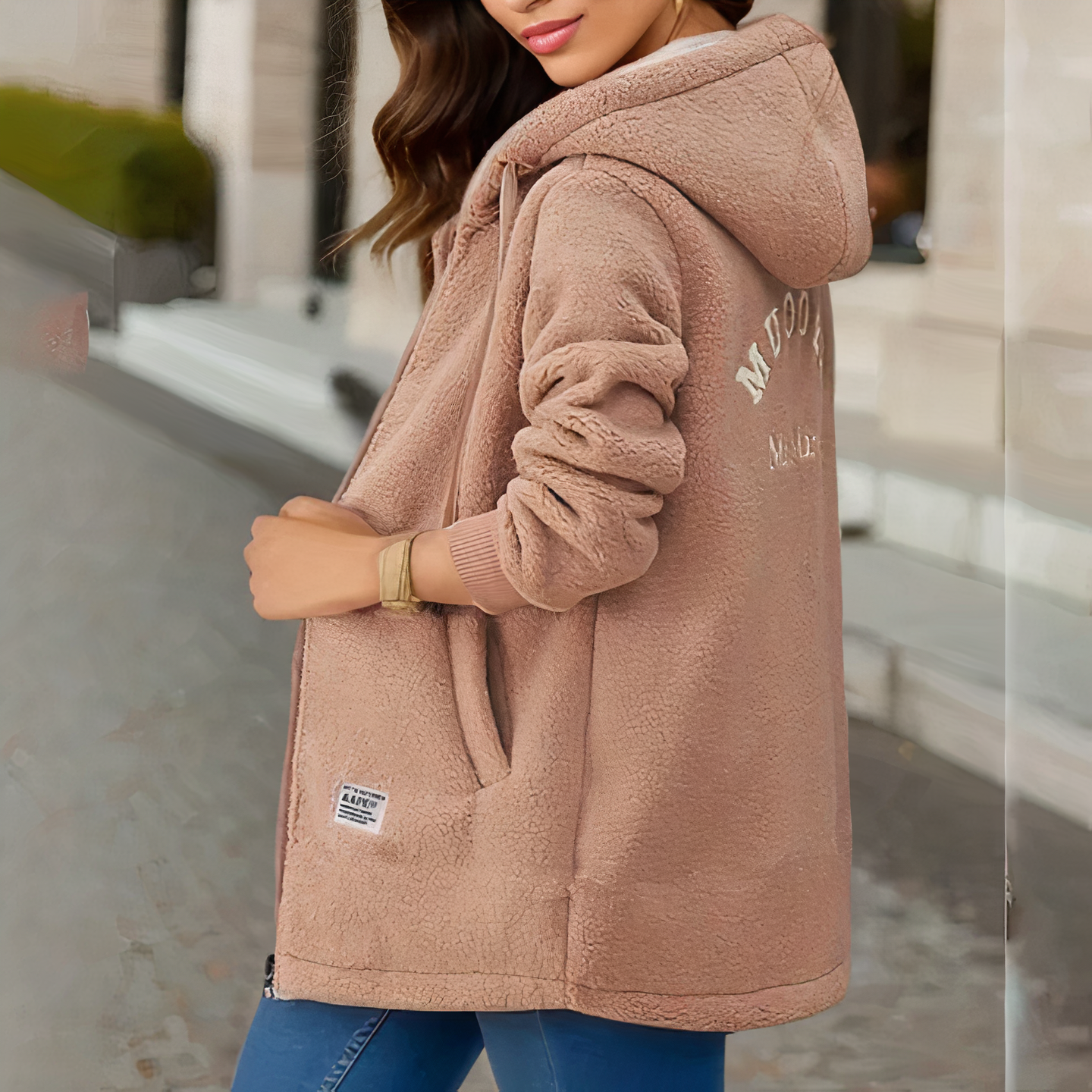 Damen Fleecejacke Warm Mit Kapuze