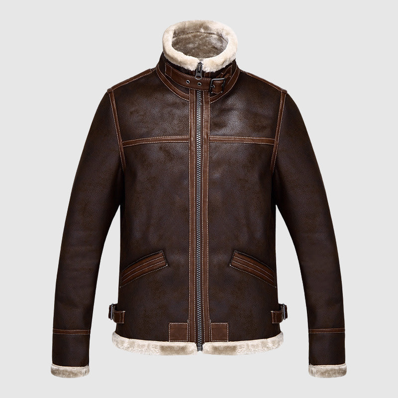 Leder Bomberjacke Vintage Style - IdealeKleiden