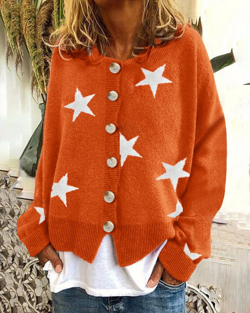 Damen Strickjacke Sternenmuster Chic Kleiden