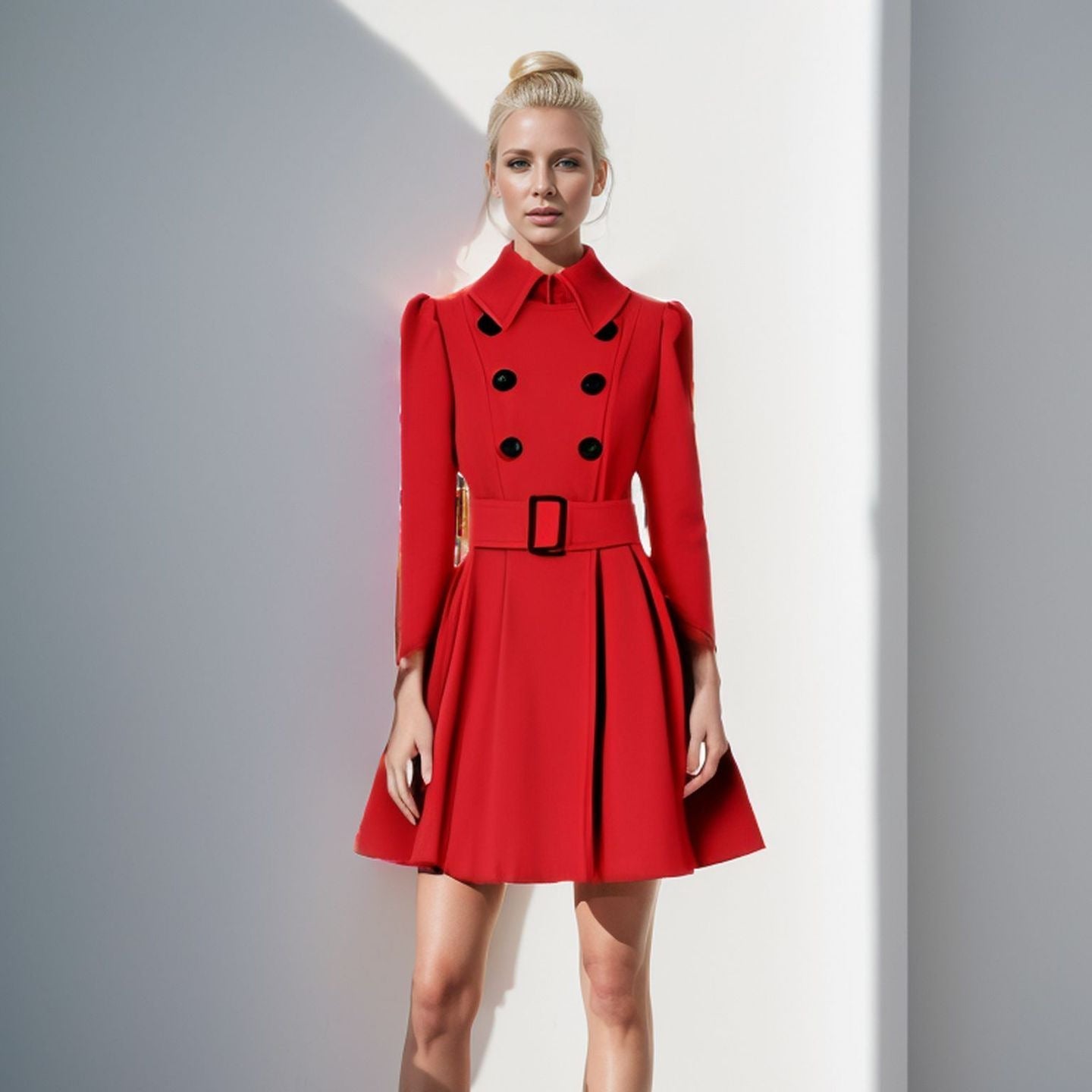 Damen Trenchcoat Elegante Taille mit Doppelknöpfen
