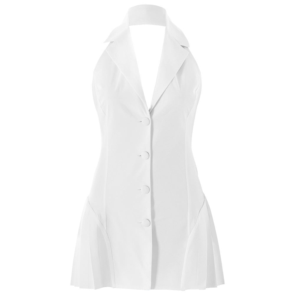 Damen Blazer Kleid Mit V Ausschnitt Und Seiten Taschen