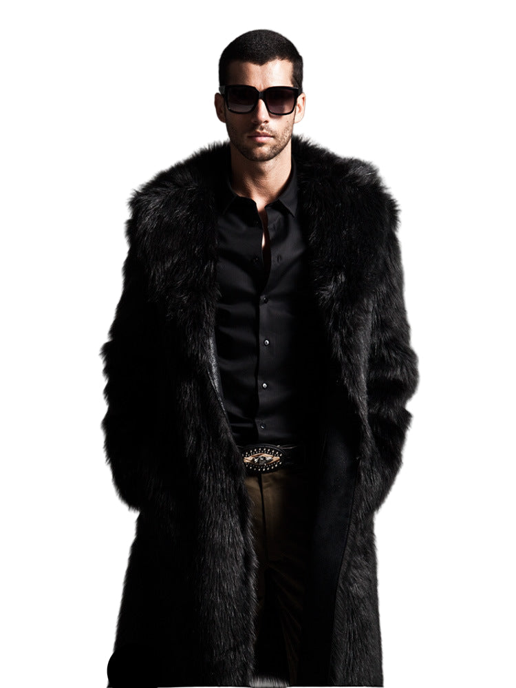 Herren Lammfellmantel Elegant Voluminöser Fellbesatz