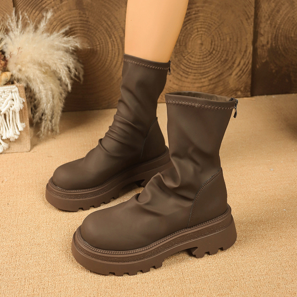 Damen Stiefeletten Winter Gefüttert Robust