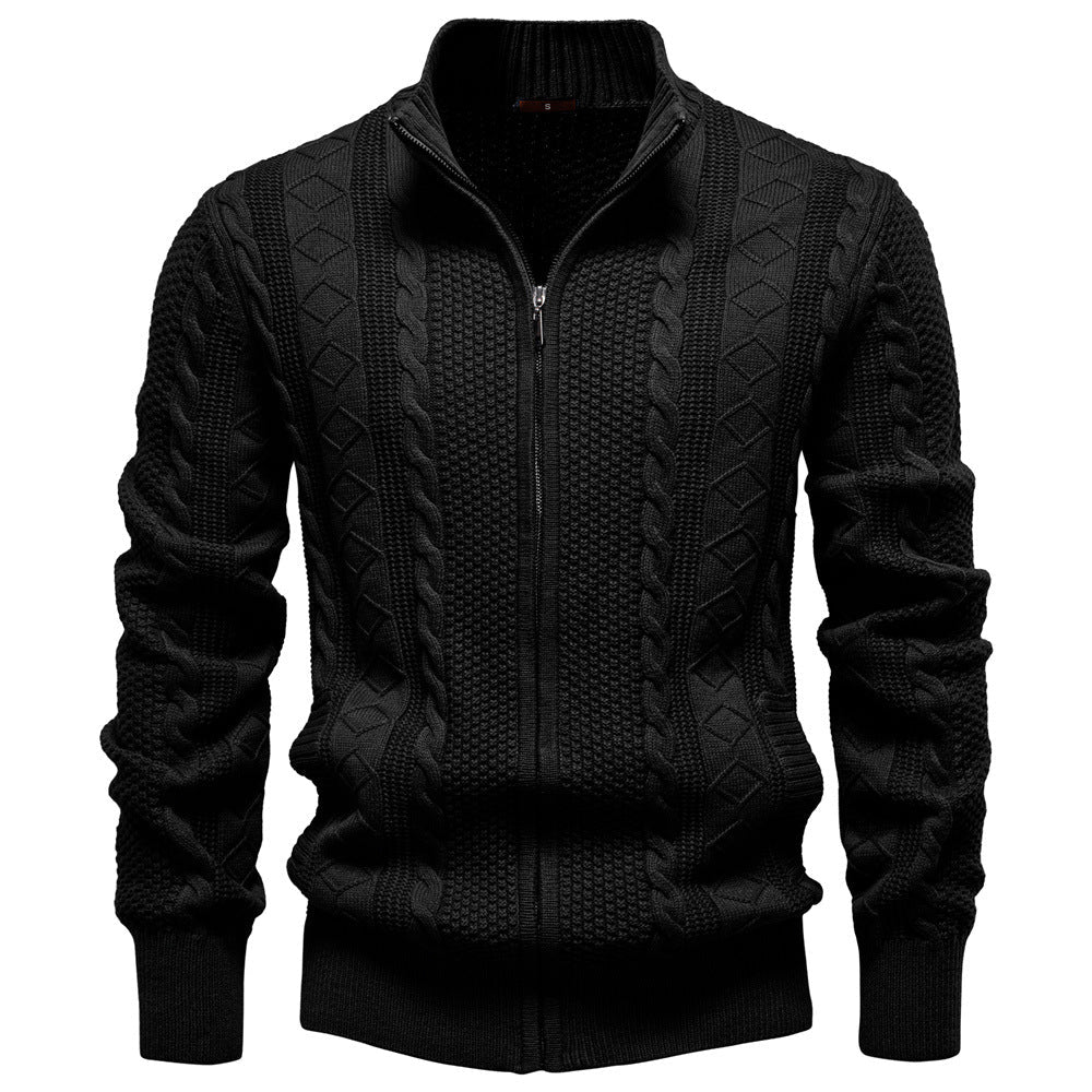 Herren Strickjacke Reißverschluss Strukturiert Modern