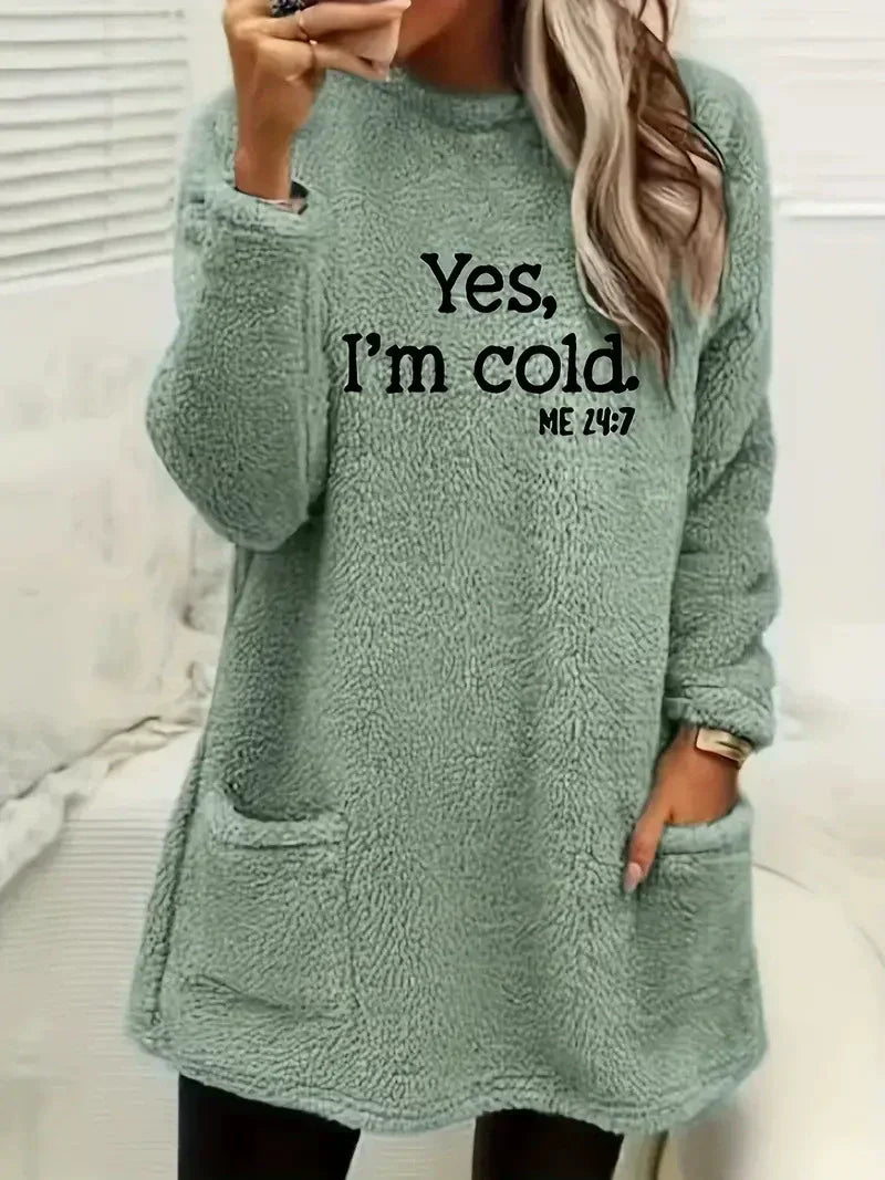 Übergröße Sweatshirt Doppelseitig Fleece Langarm mit Taschen