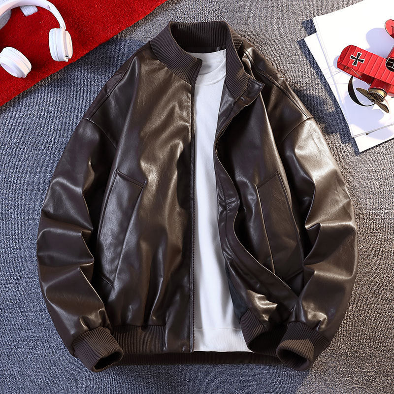 Herren Lederjacke Bomber Modern Elastisch Praktisch