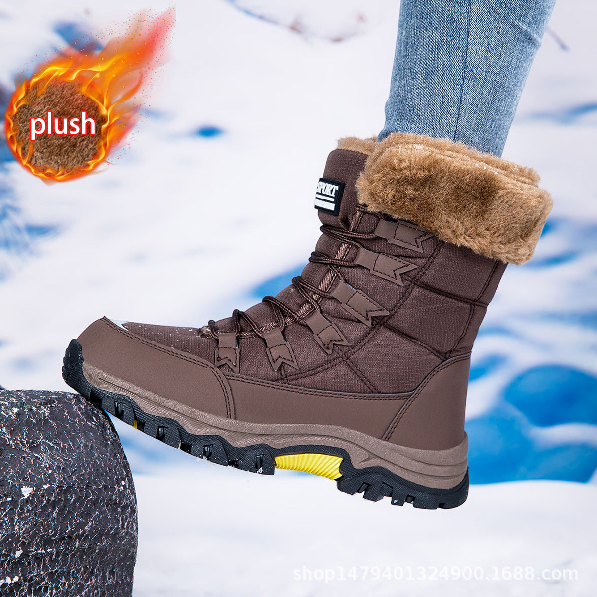 Damen Winterstiefel Warm Fleece Innensohle Rutschfest