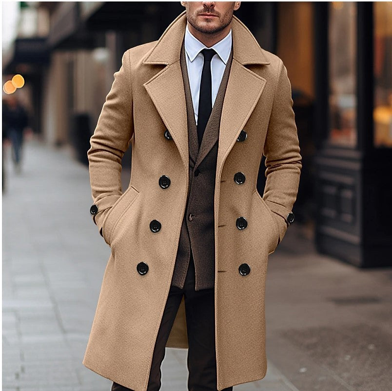 Herren Wollmantel Klassisch Elegant Doppelreihig