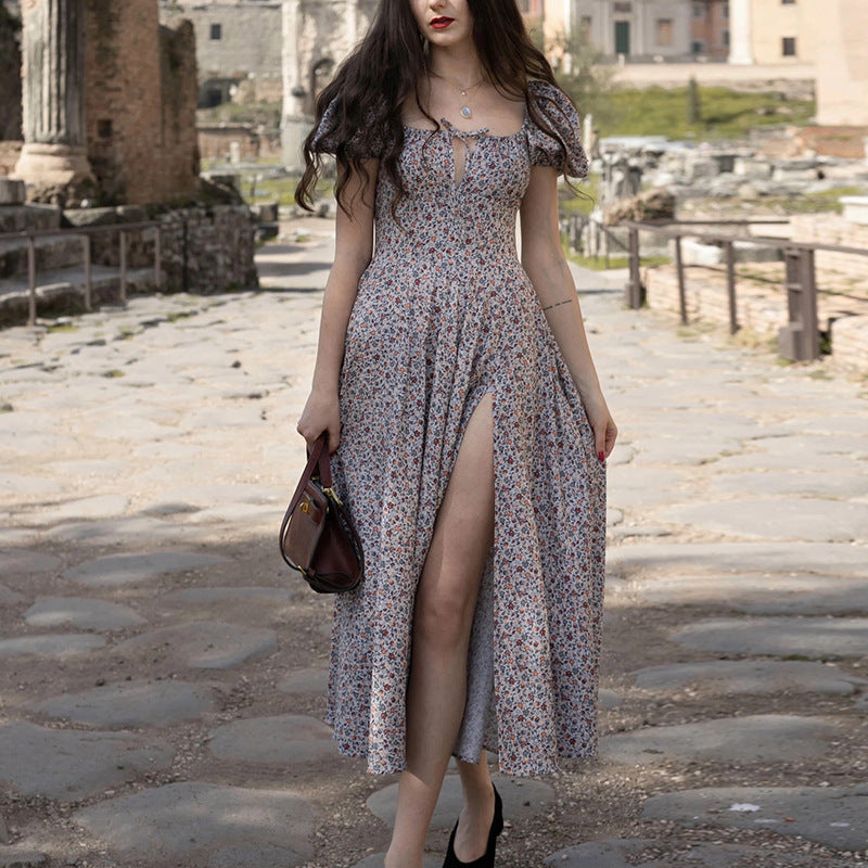 Damen Maxikleid Sommer Blumenmuster Elegant