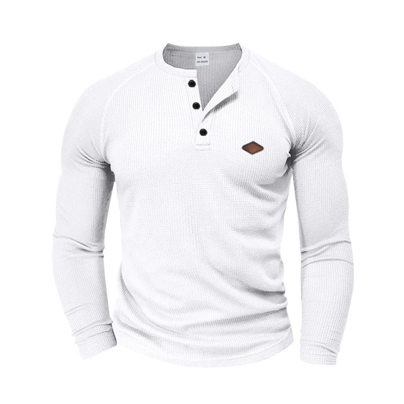 Herren Langarmshirt Strukturiert Modern Knopf Design