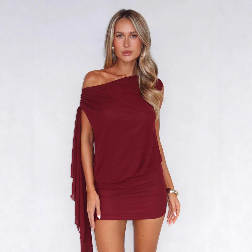 Elegantes Damen Kleid Schulterfrei Fließend